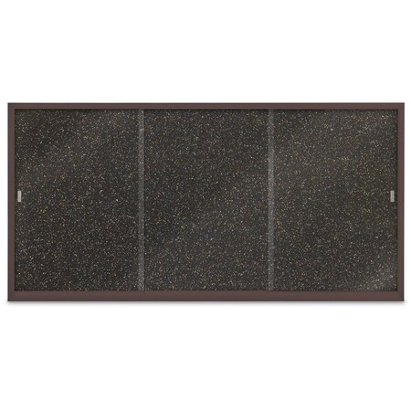 United Visual Products Sliding Door Indoor Enclosed Corkboard, 7 UV9027ACS-SATIN-ULTMAR